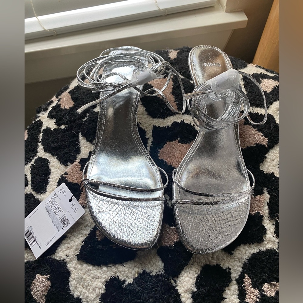 Mango Silver Kitten Heel
